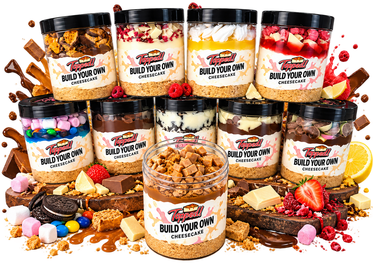 Live Topped Bar Station with split toppings and warm sauces